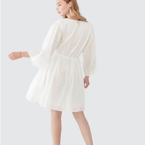 ATM ANTHONY THOMAS MELILLO Off White Crinkle Cotton Dress - Picture 2 of 9